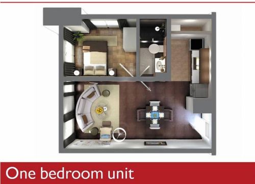 1-BEDROOM UNIT  42.84 Square Meters Floor Area